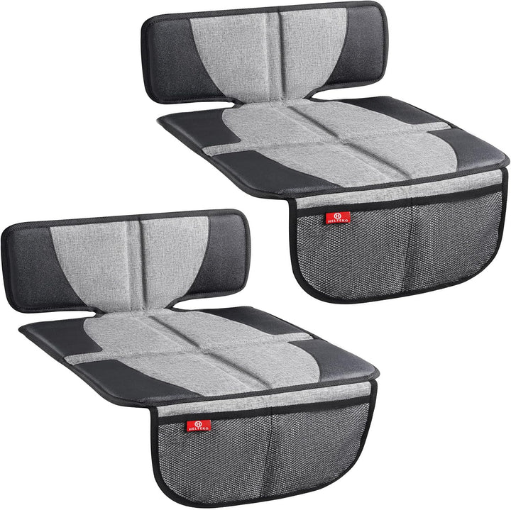 Carseat Protector with Thickest Padding, 2 Pack Auto Seat Pad from Waterproof & Stain Resistant for Child Baby , Kick Mat Material for Leather and Fabric Seat