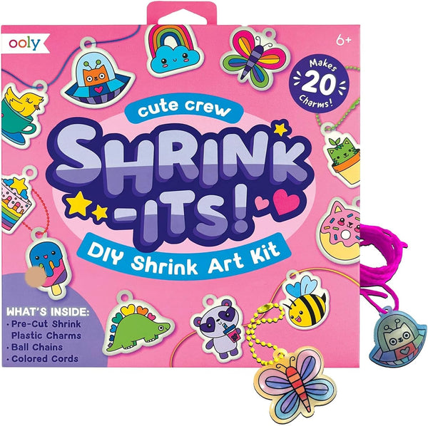 Shrink-Its 28 PC DIY Shrinking Art Kit That Creates Charms and Tags, Includes 20 Plastic Pre Cut Charms and More, No Mess Art for Kids, DIY Summer Crafts, Ideal Party Favor - Cute Crew