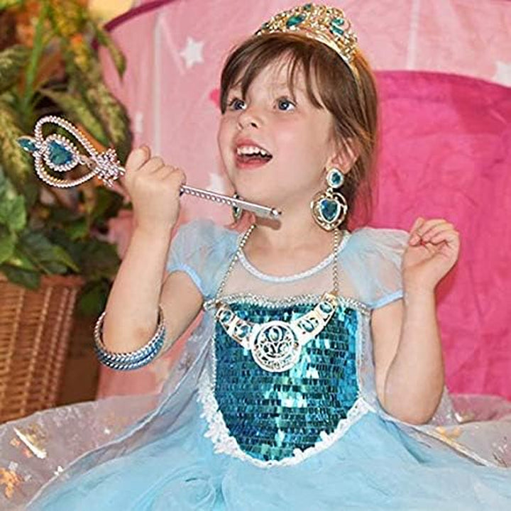Princess Pretend Jewelry Toy 48 Pcs Jewelry Dress up Play Set for Girls Included Tiaras Necklaces Wands Rings Earrings and Bracelets, Kids Play Jewelry Set for Girls