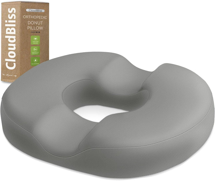 Donut Pillow Seat Cushion Chair Pad for Tailbone Pain Relief and Hemorrhoids, Memory Foam Seat Chair Cushion for Postpartum Pregnancy, Seat Cushions for Men and Women for Home & Office, (Black)