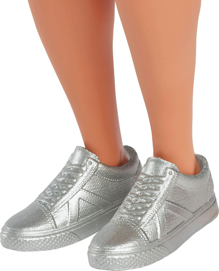 Fashionistas Ken Doll #236 with Black Hair, Wearing Blue and Green Ombre Tank with Jean Shorts and Silver Sneakers