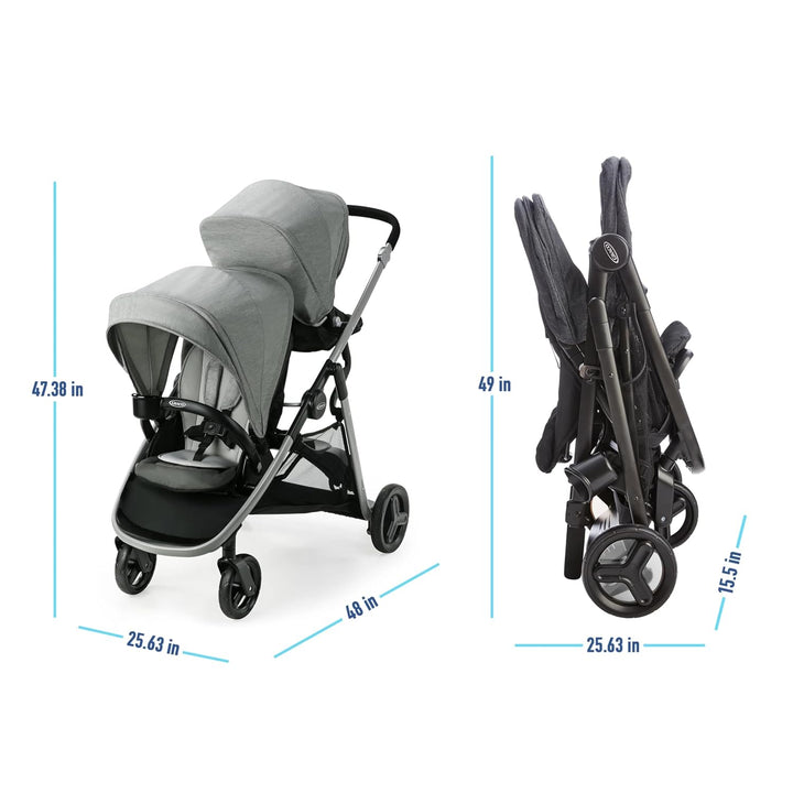 Ready2Grow LX 2.0 Double Stroller Features Bench Seat and Standing Platform Options, Clark