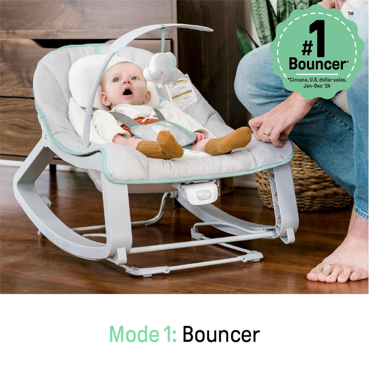 Keep Cozy 3-In-1 Grow with Me Vibrating Baby Bouncer, Seat & Infant to Toddler Rocker, Vibrations & -Toy Bar, 0-30 Months up to 40 Lbs (Weaver)