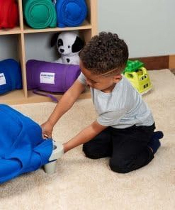 Northwest  Kindergarten Nap Sac Roll-Up Boys and Girls Toddler Blanket with Attached Pillow – Soft Fleece Preschool Nap Mat for Daycare or Travel – Machine Washable – Royal Blue