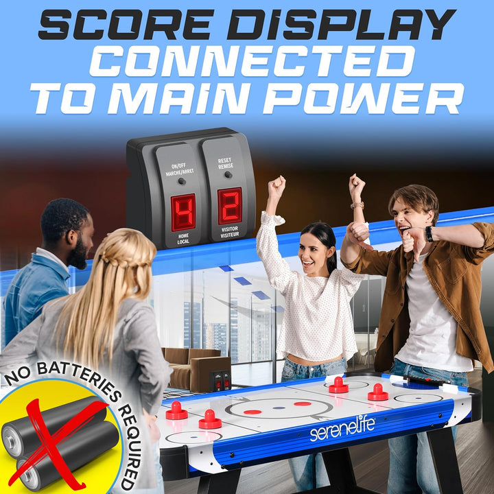 54" Air Hockey Game Table with 2X Stronger Motor, Light-Up Scoreboard, AC in Line Power Switch Includes 2 Pucks, 2 Pushers