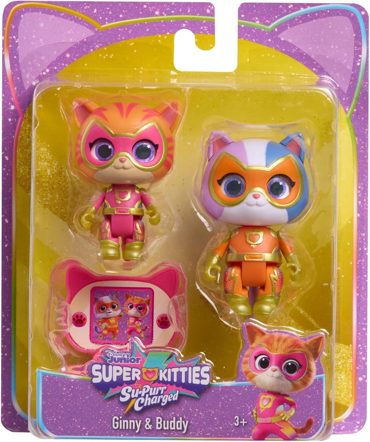 Disney Junior Superkitties Su-Purr Charged Ginny and Buddy Figure Set, Kids Toys for Ages 3 Up