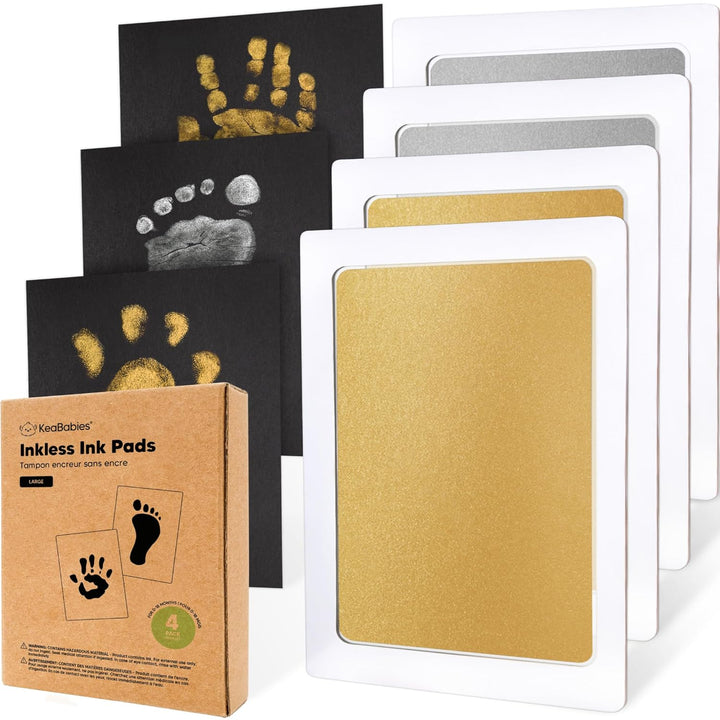 4-Pack Inkless Baby Hand and Footprint Kit - Mess Free Ink Pad for Newborn Keepsake, Dog Nose & Paw Print Kit, Clean Touch Ink Pad for Baby Hand & Footprints, Ideal New Mom Gifts (Jet Black)