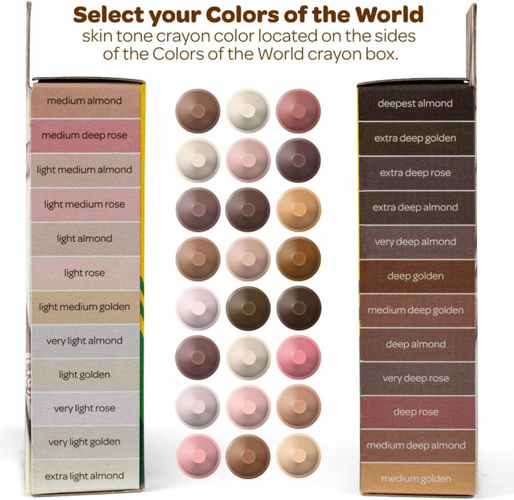 Bulk Crayon Set, Colors of the World, Multicultural Crayons, School Supplies, 6 Sets of 24 Colors