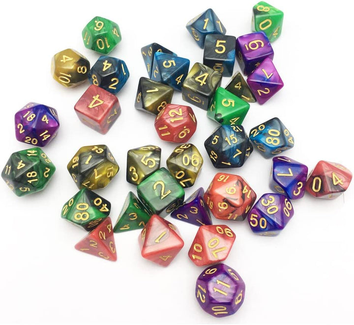 5 X 7-Die Double-Colors Polyhedral Dice Sets with Pouches for D&D DND RPG MTG Dungeon and Dragons Table Board Roll Playing Games D4 D6 D8 D10 D% D12 D20