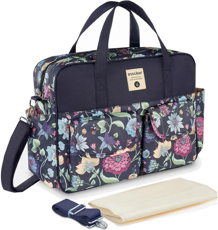 Mummy Shoulder Bag Diaper Bag Chic Nappy Changing Bag Tote/Messenger Style Large with Changing Mat, Adjustable Straps
