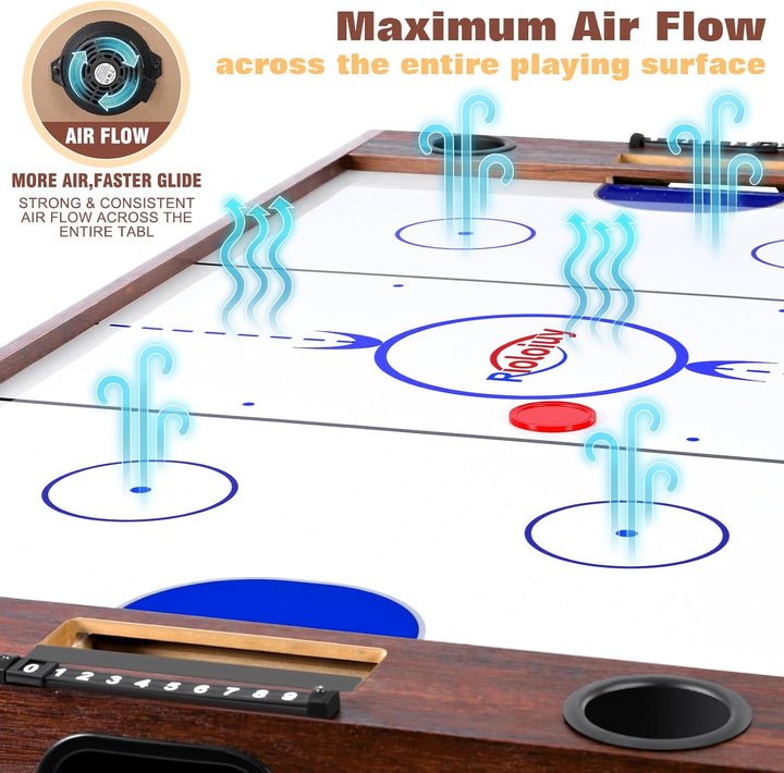 4-In-1 Combo Game Table – 55" Multi-Game Table with Foosball, Electric Air Hockey (Powerful 700Ma Motor), Ping Pong & Poker – Great for Home & Game Room Fun