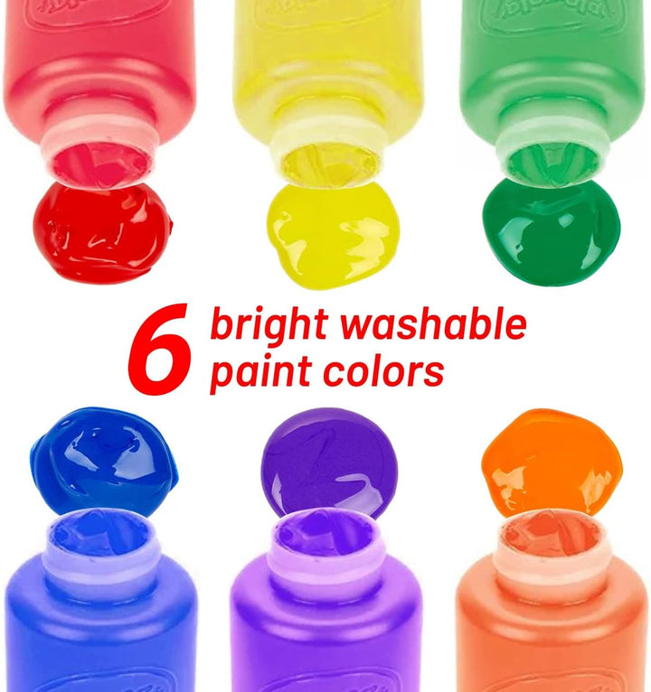 Kids Painting Set, Washable Paint for Kids 6 Colors, 7 Paintbrushes, Paint Palette, Non-Toxic Toddler Painting Set 2 Oz Each, Tempera Paints for Art, Crafts, Finger Paints