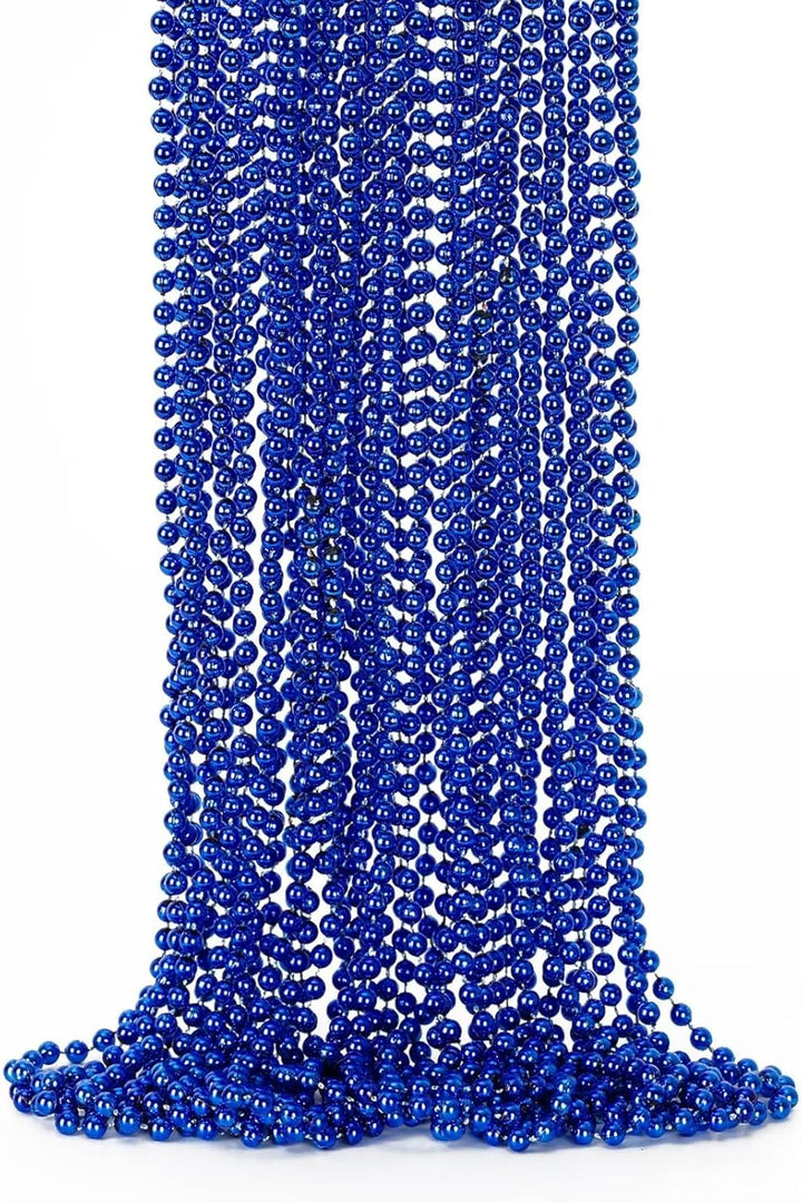 Mardi Gras Beads, 12PCS Bead Necklace Party Favors, Metallic 6 Kinds of 33" Beaded Necklaces Costumes Stuff, Festival Parade Throw Accessory Sets for Mardi Gras Celebrations Decorations