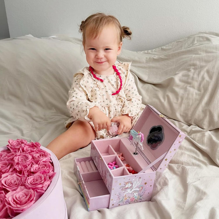 Children'S Jewelry Box, Kids Jewelry Organizer with Unicorn for Little Girls, Jewelry Case Gift for Toddler Age 2 3 4 5 6 7 8 -Sunshine