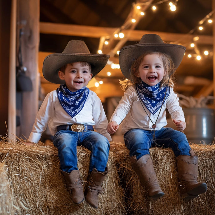 Toddler Cowboy Hat and Blue Bandana for Age 2-5