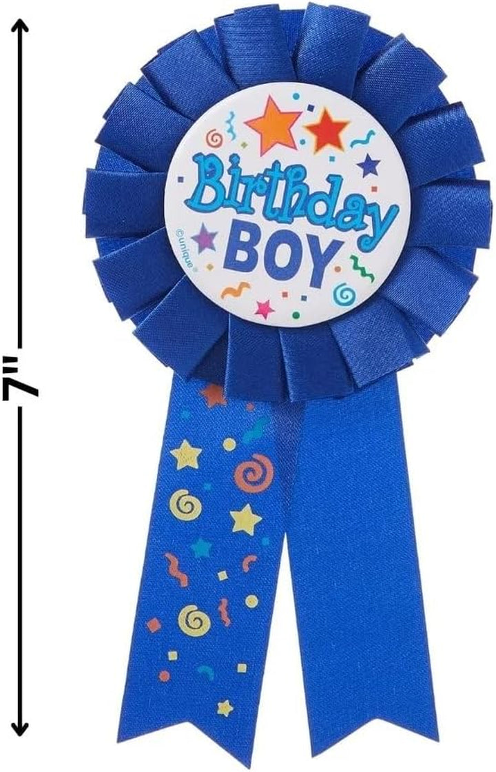 Birthday Boy Blue Fabric Award Badge - 7" (1 Pc) - Perfect Celebration Accessory for Unforgettable Party