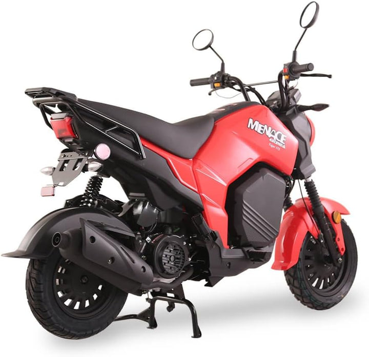 Electric Motorcycle, Street Legal Scooter, Red and Black, LED Headlight, Dual Mirrors