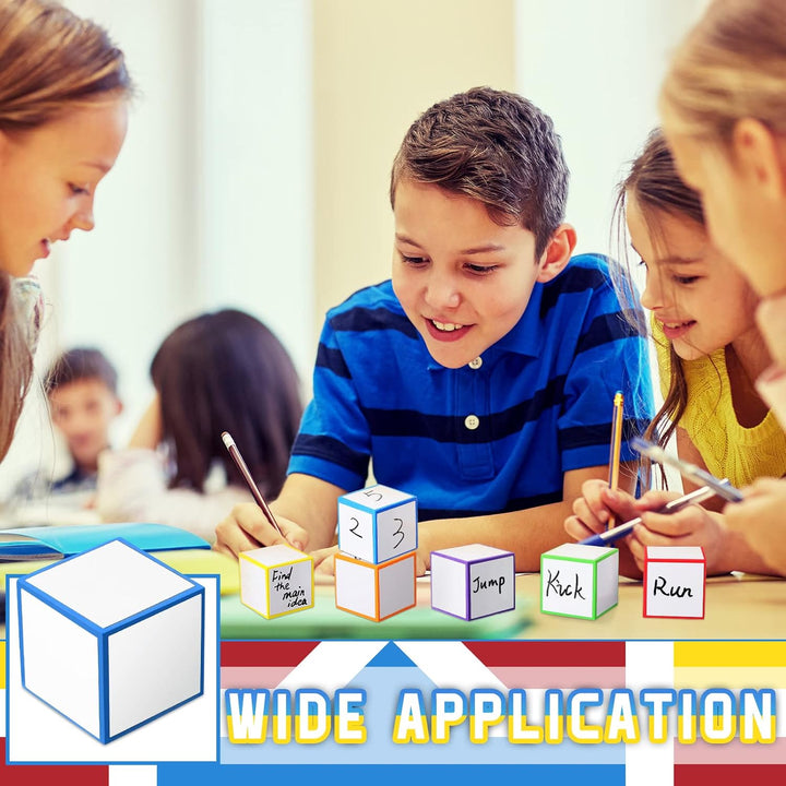 7 Pcs Dry Erase Blocks Foam Blank Dry Erase Dice 2 X 2 X 2 Inch Cubes with Marker for Game Classroom School Supplies
