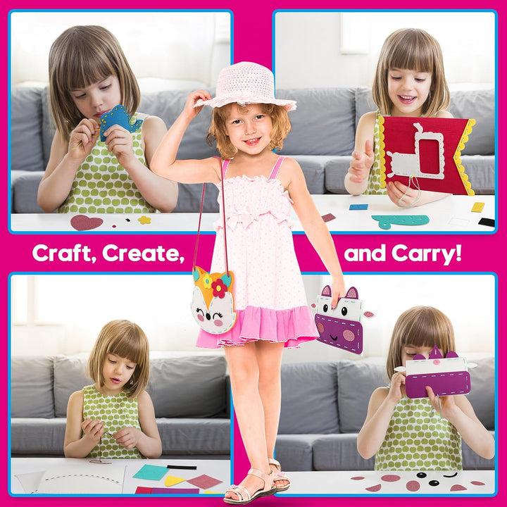 Sewing Craft Kit for Girls: DIY Felt Sewing Kit for Kids Ages 5-10, 7 Fun Projects with Stuffed Animals & Pillows, Learn to Sew Kit for Beginners, Ideal for Christmas & Birthday, Arts & Crafts Ideas