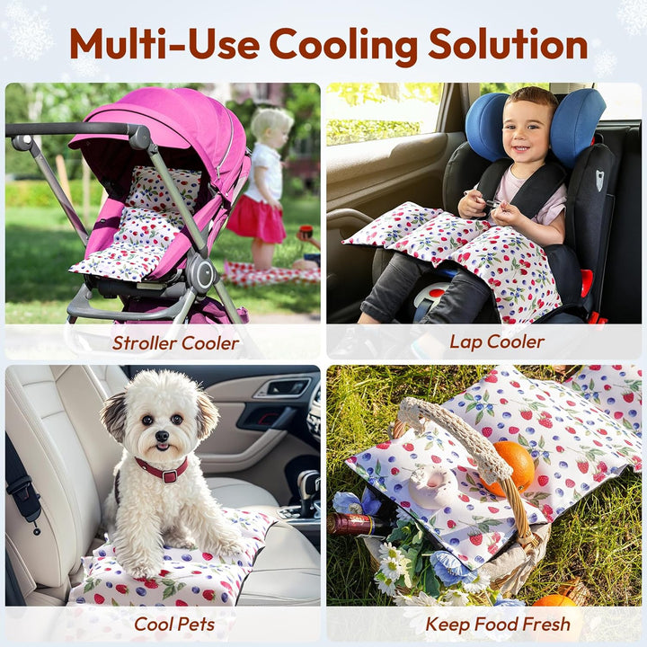 Car Seat Cooling Pad, Baby Stroller Cooling Pad - Insulated Cushion with Ice Pack for Heat, Multifunctional Cooler for Kids, Adults and Pets, Comfortable & Durable Summer Seat Liner Cooling Cover