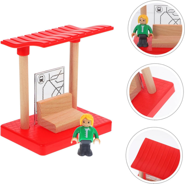 Wooden Railway Station Platform Model for Mini Simulation Station Platform Easy to Install and Portable Educational Building Accessory for Boys
