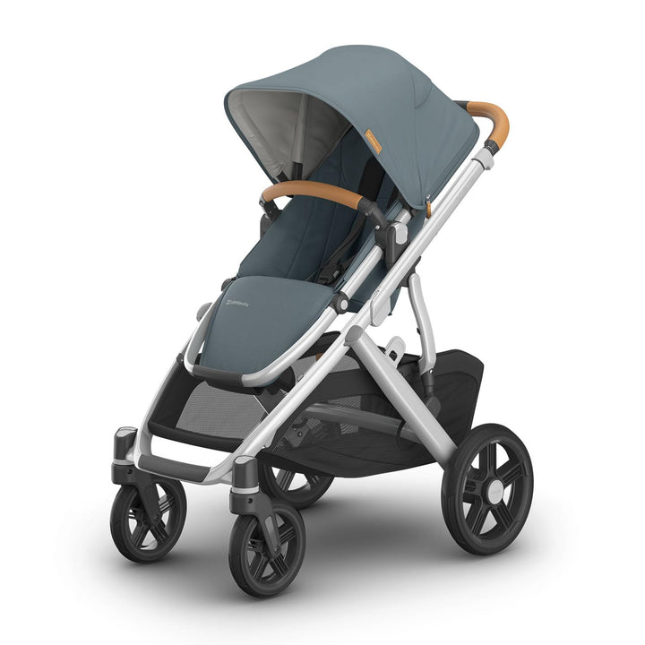 Vista V3 Stroller - Full-Size Single-To-Double Stroller System - Toddler Seat, Bug Shield, Rain Shield, and Storage Bag Included - Jake (Charcoal/Carbon Frame/Black Leather)