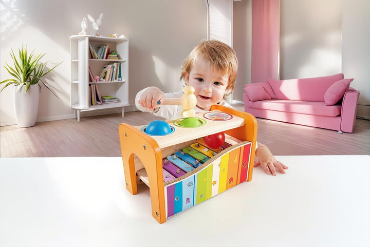 Pound & Tap Bench with Slide Out Xylophone - Award Winning Durable Wooden Musical Pounding Toy for Toddlers