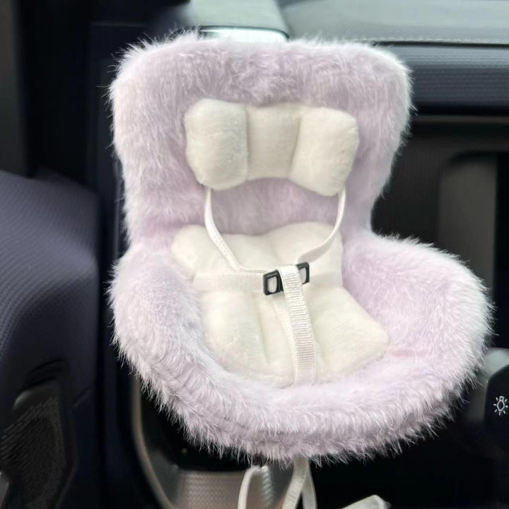 Doll Car Seat for 17Cm Dolls with Air Vent Clip and Desktop Stand, Cute and Functional Car Ornament for Blind Box Doll Fans, Collectors (Pink)
