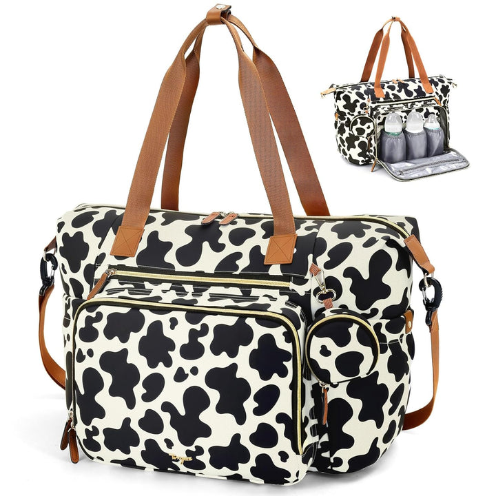 Diaper Bag Tote, Large Diaper Bags Waterproof, Hospital Bag for Labor Delivery, Baby Bag with Pacifier Case, Travel Diaper Tote with Changing Pad, Black
