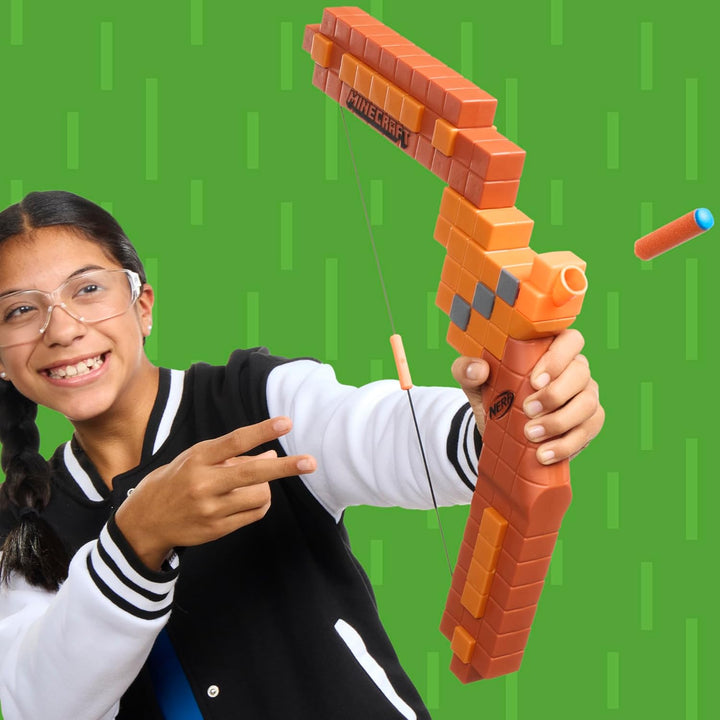 Minecraft Bow Dart Blaster, Pull-Back String Priming, 8  N1 Compatible Only with N1 Dart Blasters, Ages 8+