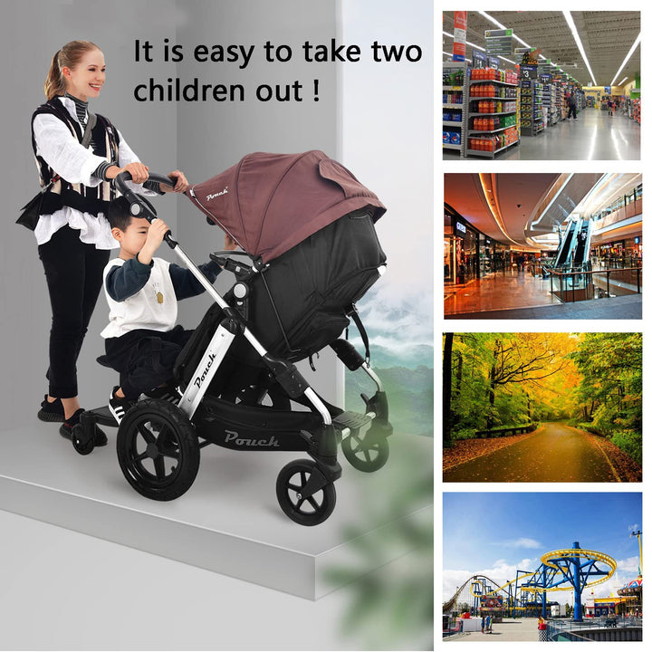 Universal Stroller Board with Detachable Seat, 2 in 1 Buggy Board Suitable for Most Brands of Strollers, Holds Children up to 55 Lbs