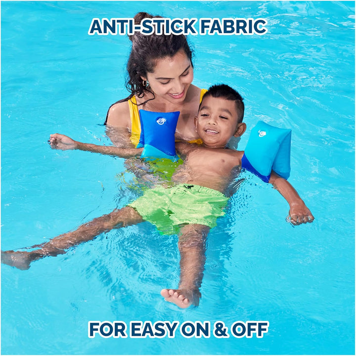 Soft Swimmies Toddler Floaties, Learn-To-Swim Inflatable Pool Floats & Arm Floaties, Swimming Pool Accessories for Kids Aged 3-5, Blue