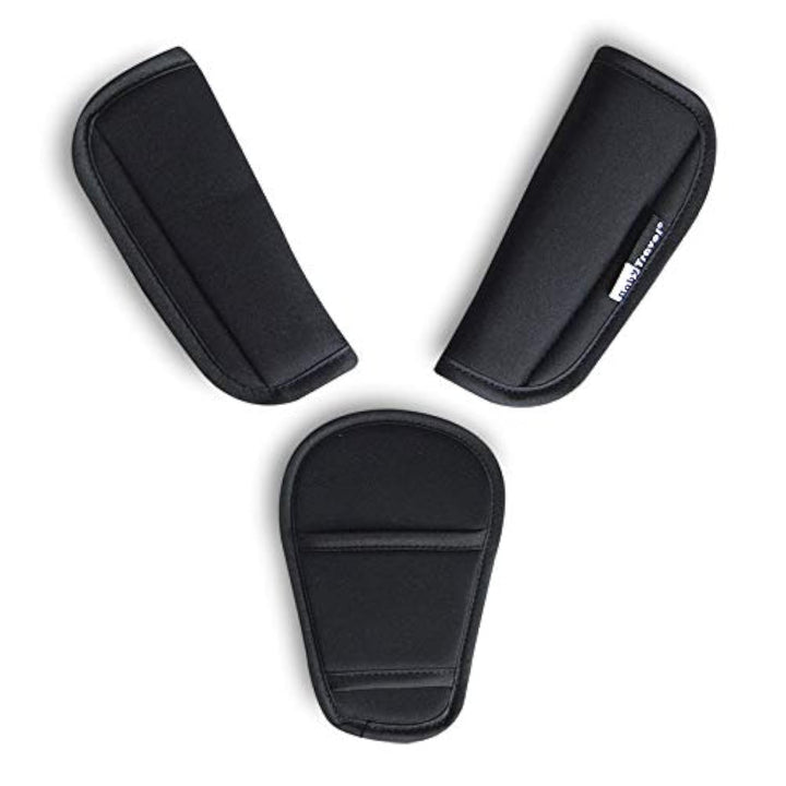 Baby Stroller Seatbelt Crotch Cushion Black 2 Piece, Universal Pram Belt Pads for Newborns Infants Kids, Pushchair Seat Belt Crotch Covers
