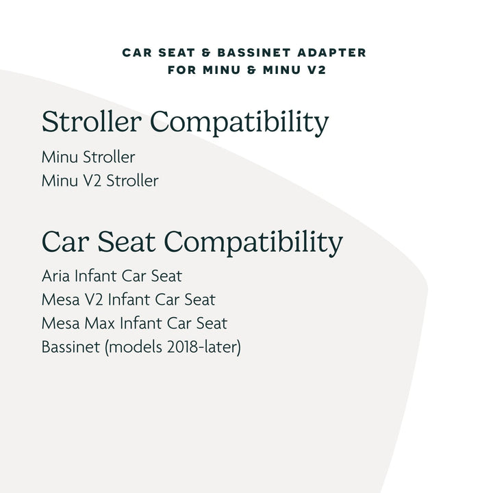 Adapter for Minu and Minu V2 Strollers/Compatible with Bassinet, Aria, Mesa V2, or Mesa Max Infant Car Seats/Quick + Secure Attachment / 1 Set