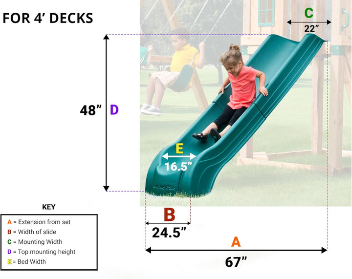 NE 4701 Summit Slide 2Piece Plastic Scoop Slide for 4' Decks, Blue
