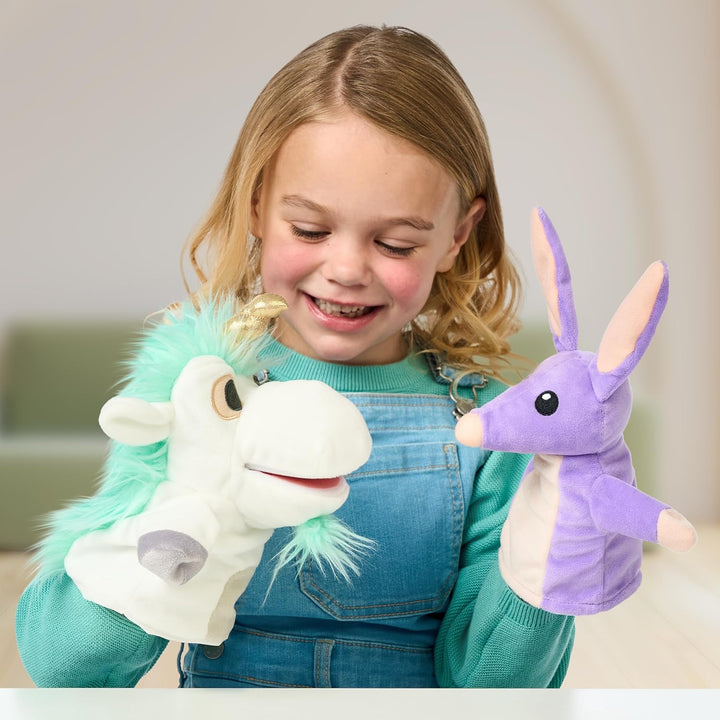 Unicorse & Bob Bilby Hand Puppet Plush 2-Pack – 8-9” Soft Deluxe Fabric, Embroidered Details, Perfect for Toddler Hands, Imaginative Play, Official  Toys, Amazon Exclusive
