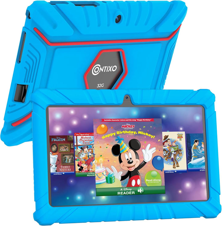 V8 7" Kids Tablet - 32GB Storage, Pre-Loaded Exclusive 50 Disney Storybooks (Value $200), Android, Parental Controls, Durable Kid-Proof Case - Red