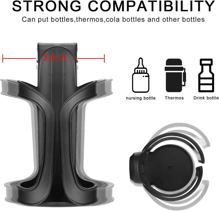Stroller Cup Holder, Universal Cup Holder for Uppababy, Nuna, Doona Strollers, 360 ° Rotatable Bottle Holder for Stroller, Bike, Wheelchair, Walker, Scooter