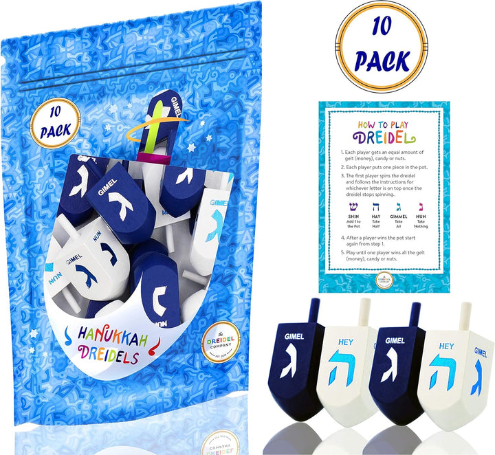Let'S Play the Hanukkah Game Extra Large Blue & White Wood Dreidels 2-Pack XL
