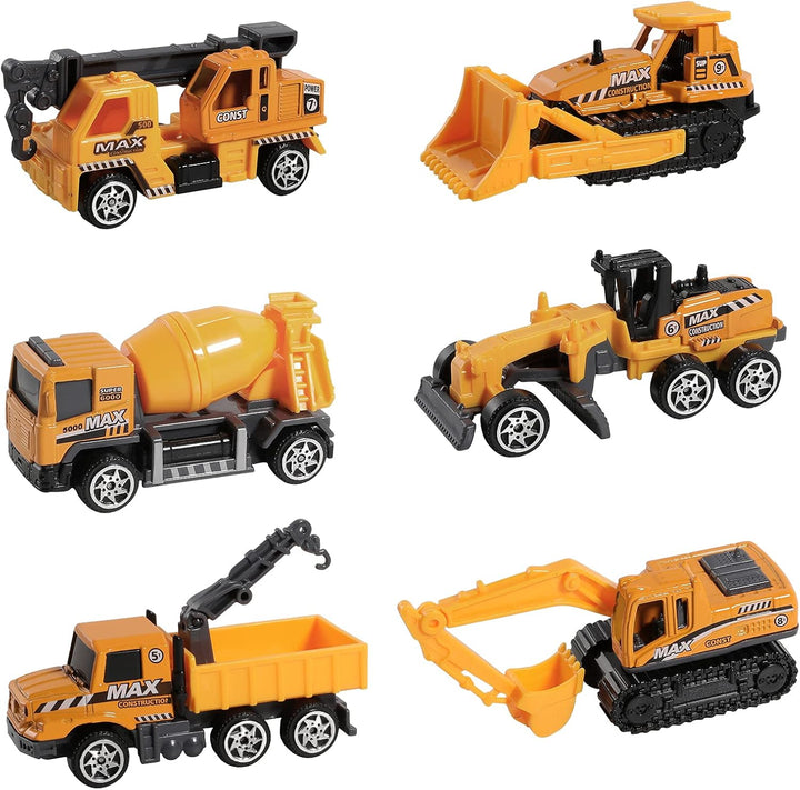 Mini Construction Trucks Toys, Small Construction Toys 6Pcs Vehicles Tractor Toys Sand Vehicle Playset Forklift Roller Dump Truck Tractor Excavator Bulldozer