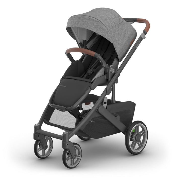 Cruz V3 Stroller - from Birth + Car Seat Compatible - Full-Size, Reversible Seat - Infant Insert, Bug and Rain Shields Included - Declan (Oat Mélange/Silver Frame/Chestnut Leather)
