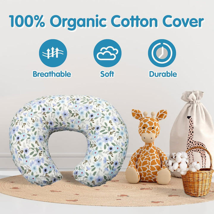Nursing Pillow, Breastfeeding Pillows with Standard Size Removable Cover, Breast Feeding Pillow with Breathable Filling, Ergonomic Nursing Essentials for Bottle and Breastfeeding- Leaves…