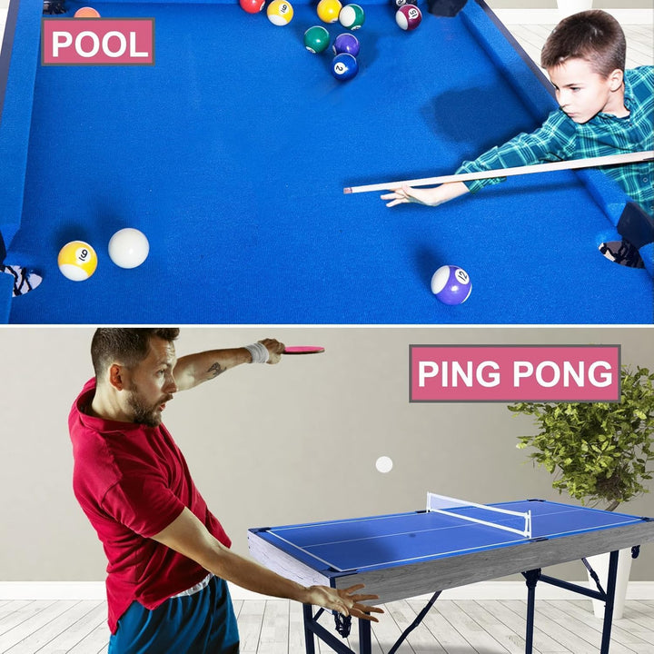 54" 5-In-1 Folding Multi-Game Table for Adults - Sturdy Metal Frame, Complete Accessories Set, Foldable for Easy Storage | Perfect for Home Entertainment, Game Rooms, and Parties