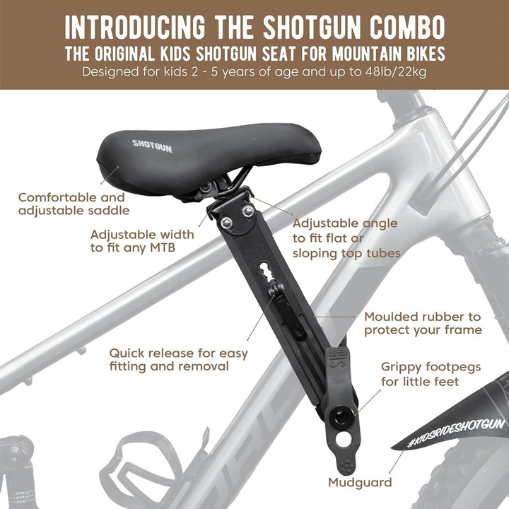 Kids Ride  - Child Bike Seat & Handlebar Combos - Front Mounted, for Children Aged 2~5 Years, Fits Most Adult Modern Mountain Bikes, Adjustable for Comfort