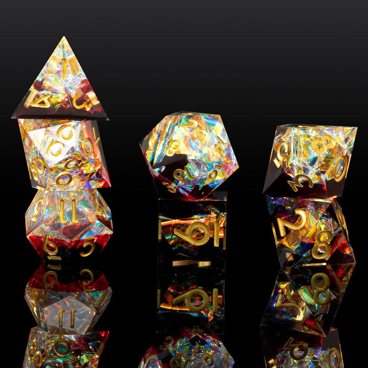 Sharp Edge DND Dice Set Handmade 7 Accessories Dice for Dungeons and Dragons TTRPG Games, Multi-Sided RPG Polyhedral Resin Sharp Edge Dice Roleplaying Games