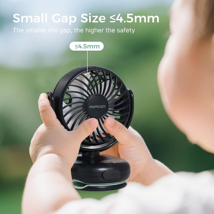 Portable Fan with Clip | 4-Speed Mini-Fan for Carrier | Personal Fans Ultra Lighter 0.26Lb | Gaps ≤4.5Mm | Handheld Cooling | Rechargeable Rotate for Diaper Backpack/Stroller/Carrier/Chair