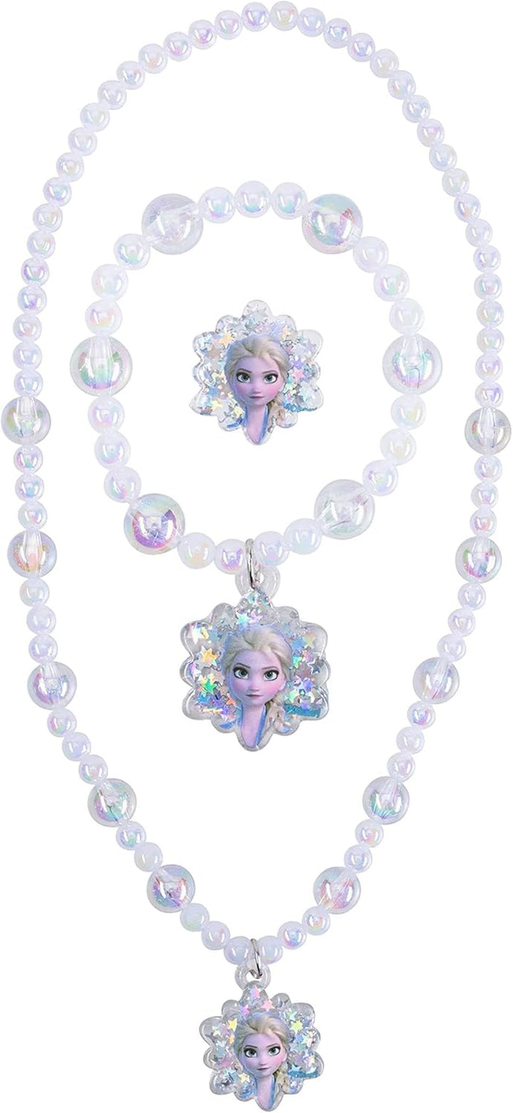 Girls Jewelry Set - Dress up Toy Jewelry Box Set with Bead Necklaces, Bracelets, and Rings - Frozen Play Accessories - Ages 3+