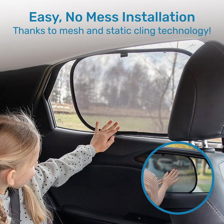 Car Window Shades for Baby (2 Pack) - 21X14 Inches Sun Shade Blocker, Cling - Glare Shield and UV Rays Protection for Your Child - Side Windows Screens for SUV- Mesh Window Shades for Car Baby