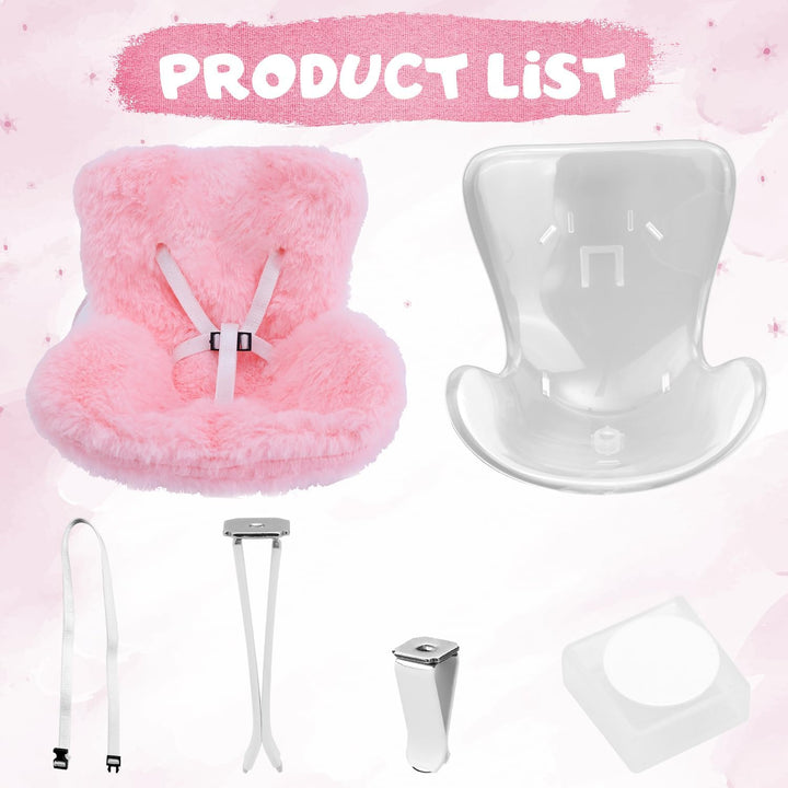 Car Seat for Dolls, Cute Safety Have a Seat with Soft Furry Cushion Pink Sofa Car Air Vents Clip Desktop Decor Chair to Display Doll Toy Ornaments Decorations Accessories