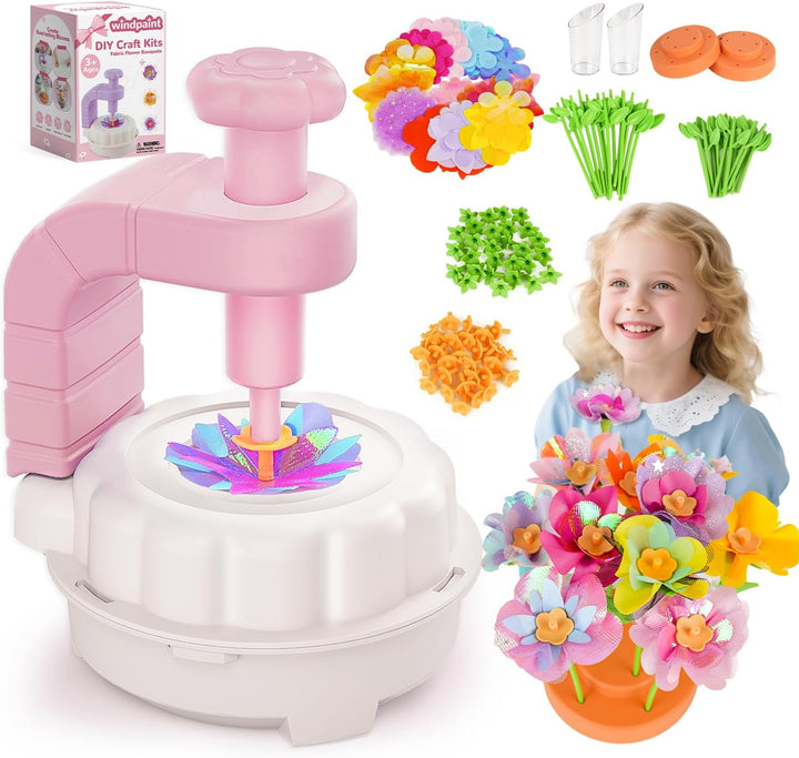 Arts and Crafts for Kids, DIY Fabric Flower Bouquet Craft Kits for Kids Toys, Educational Preschool Learning Detective Toy for Girls 3 4 5 6 7 8 9 10 11 12 Years Old Toddler Birthdays Gift(Pink)